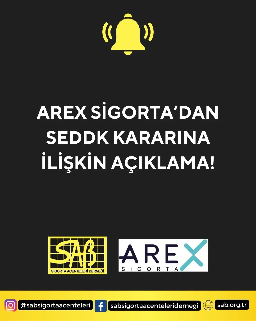 SAB duyuru kartı: AREX Sigorta'dan SEDDK kararına açıklama, iki kurum logosu