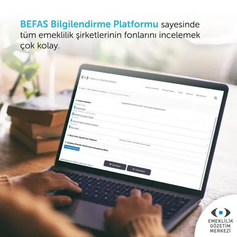 EGM kartı: BEFAS Bilgilendirme Platformu ekranı açık dizüstü bilgisayar